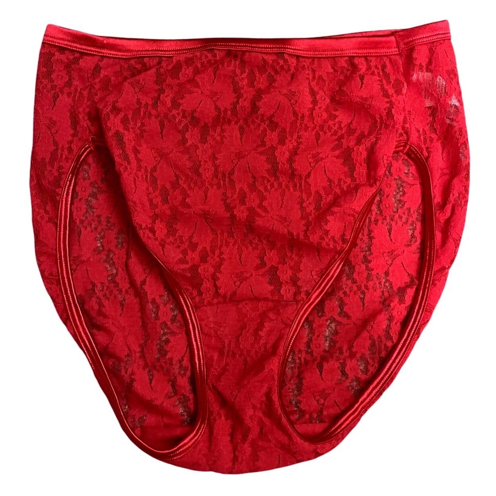 Vtg Vanity Fair Tricot Nylon Full Lace Red Size Lg/7 13202 Full Coverage Sexy